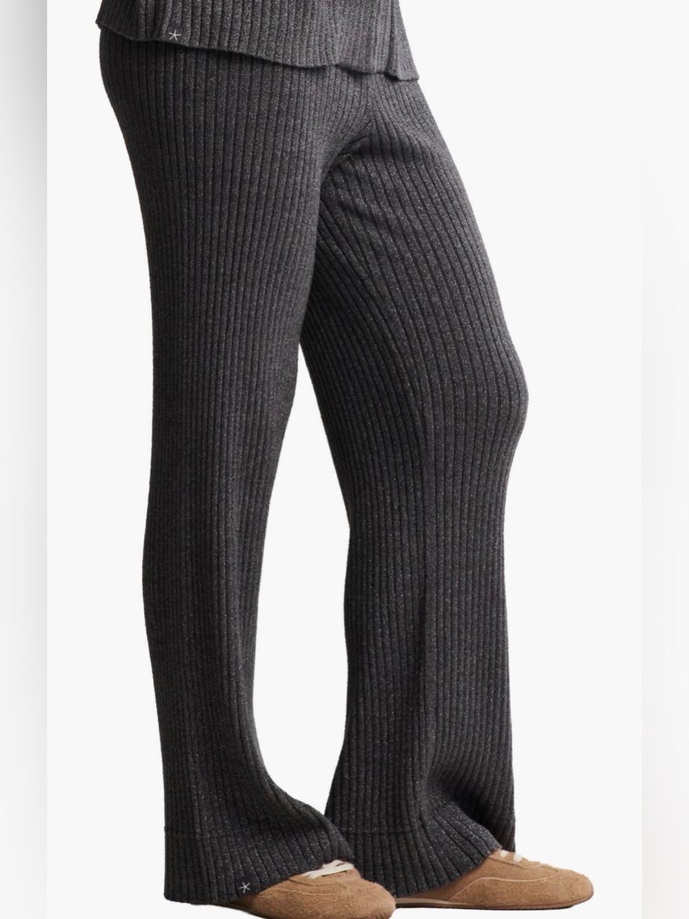 Barefoot Dreams Ribbed Knit Lounge Pants in Charcoal Gray Size Large NWT